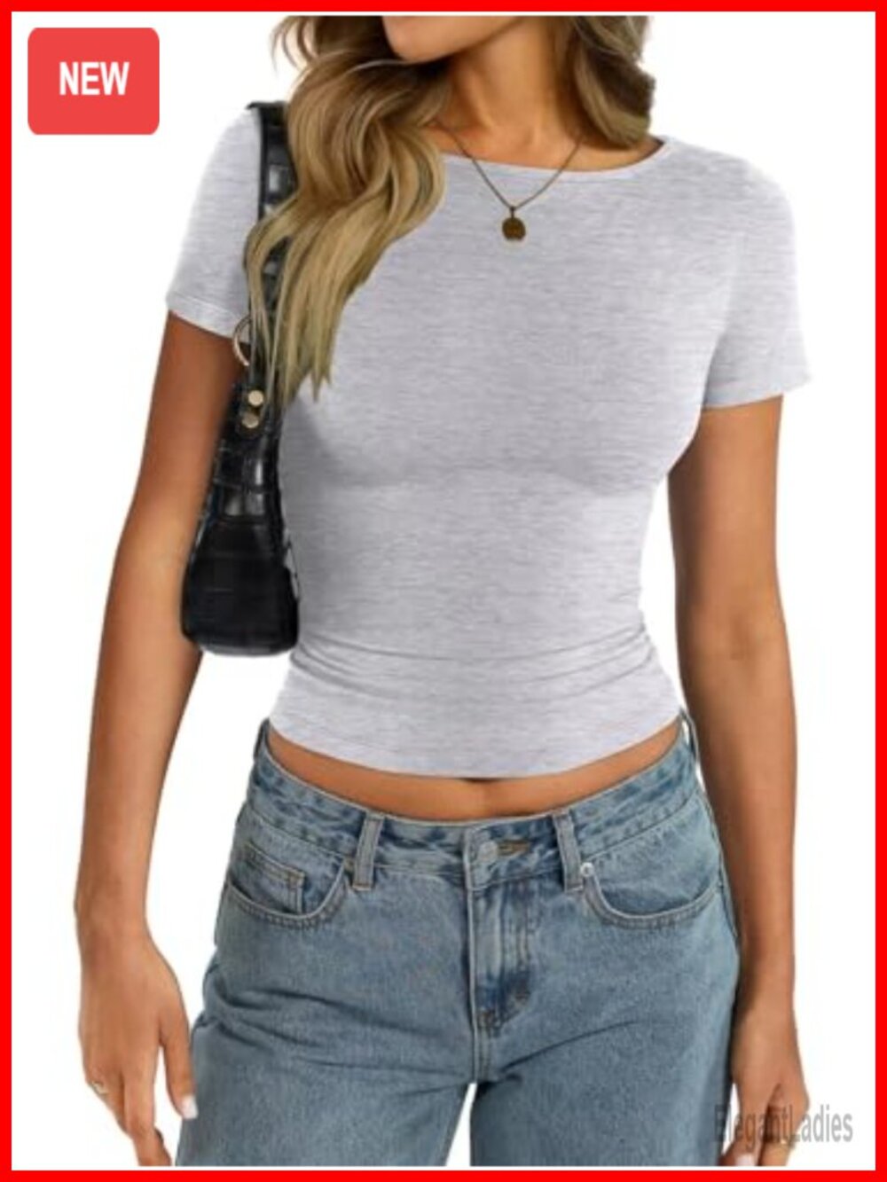 EasyGala Womens Cotton Boat Neck Crop Top Short Sleeve Fitted Y2K